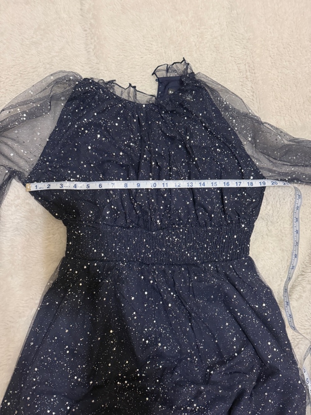 SHEIN Navy Blue Sparkle Long Sleeve Dress - Picture 14 of 15